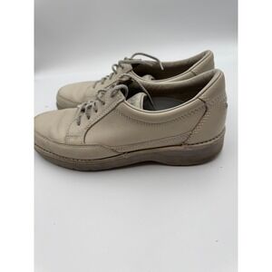 Rockport Mens Cream Leather Walking Shoes Lace Up Comfort Moron Sole 8M